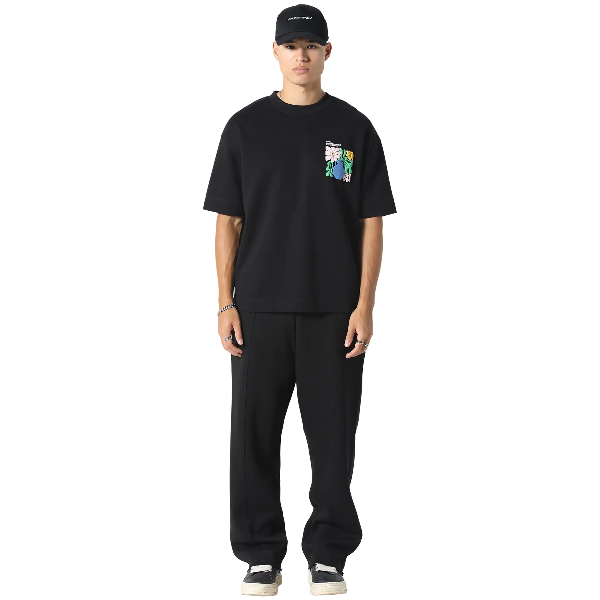 Front View of Irasuto Studios Hikari Bloom Black T Shirt 5060615214907